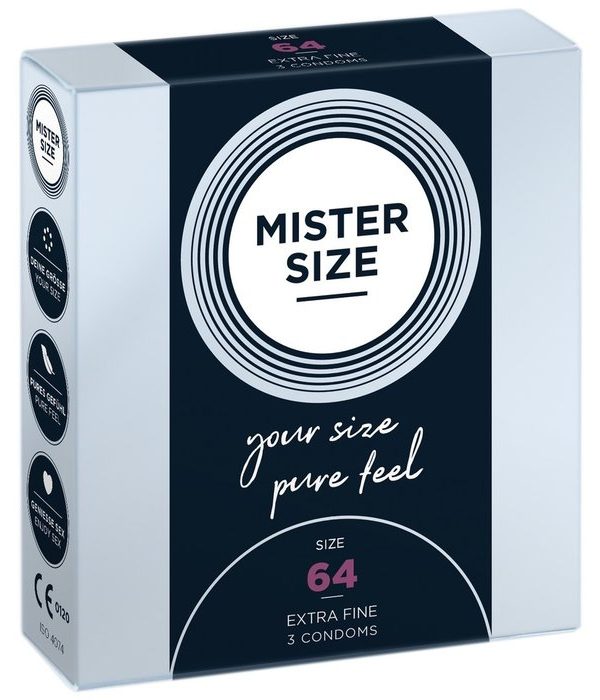 Voor de penis met een omtrek van 13-14 cm: Extra dunne condooms met een nominale breedte van 64mm.