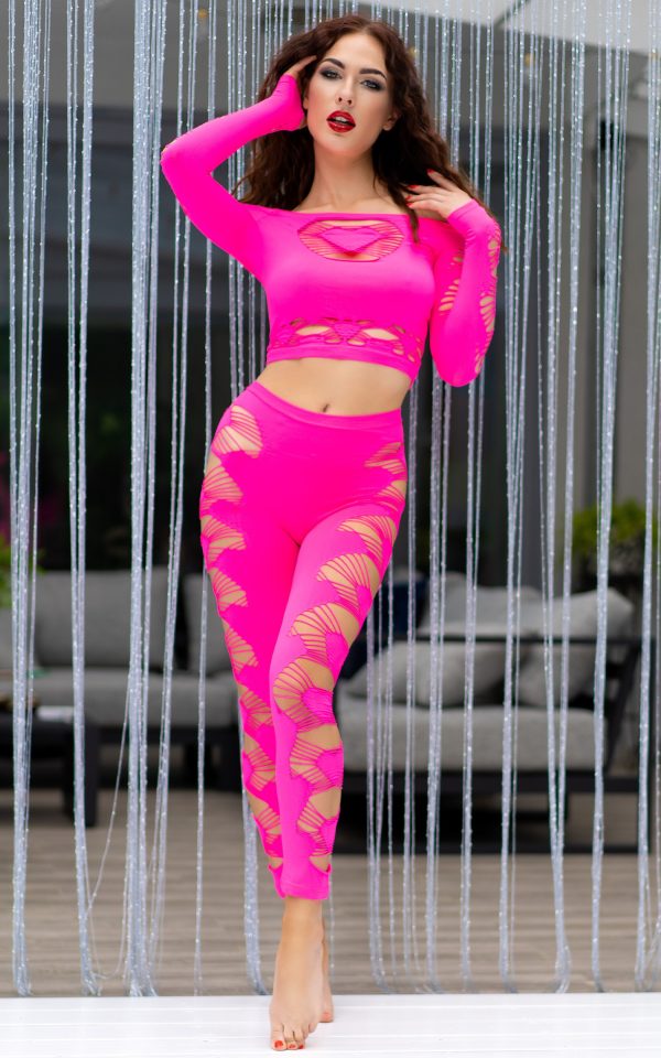 Chilirose Neon Roze top en legging